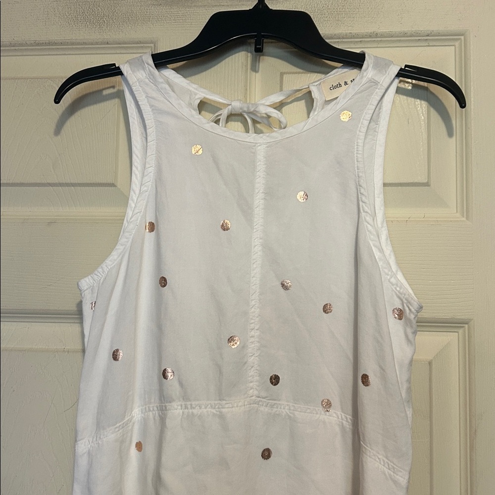 Cloth & Stone White Rose Gold Polka Dot Dress Size XS - Picture 2 of 7